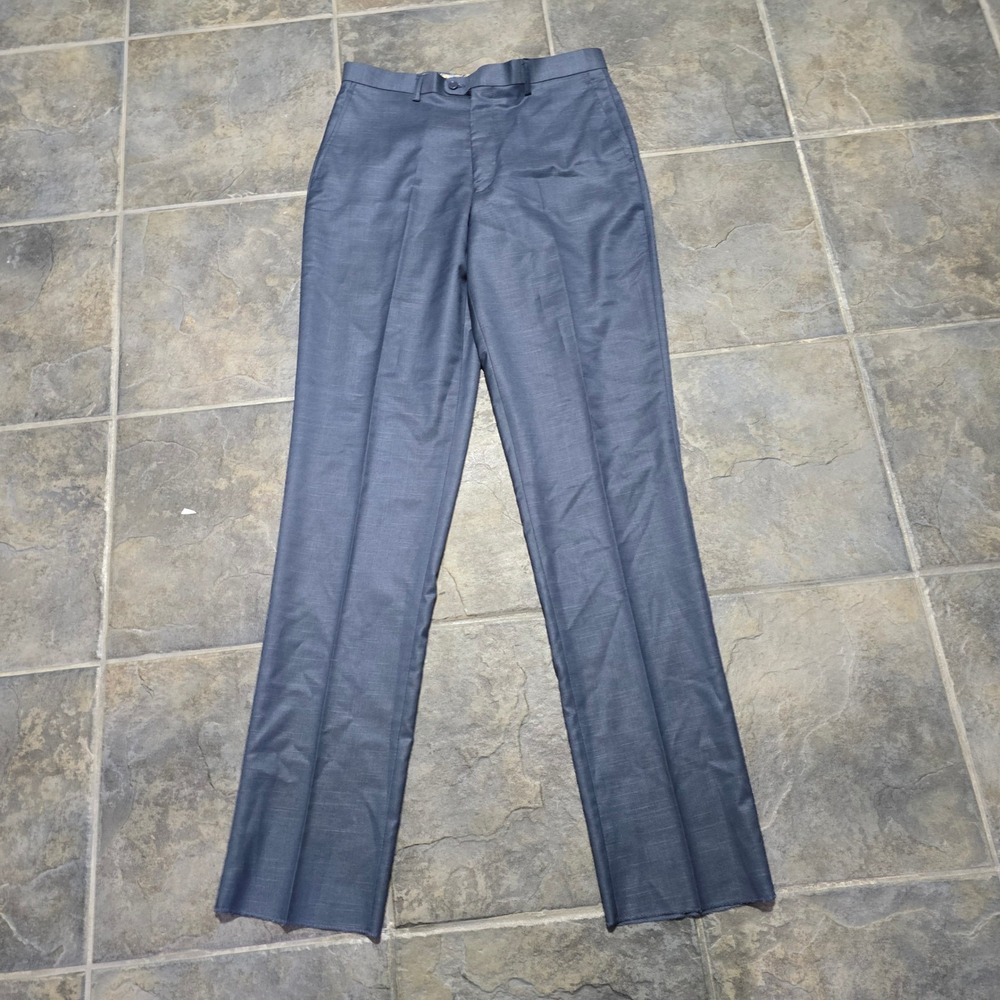 Stacy Adams Dress Pants Men 33x36 Blue Comfort Stretch Flat Front unhemed
